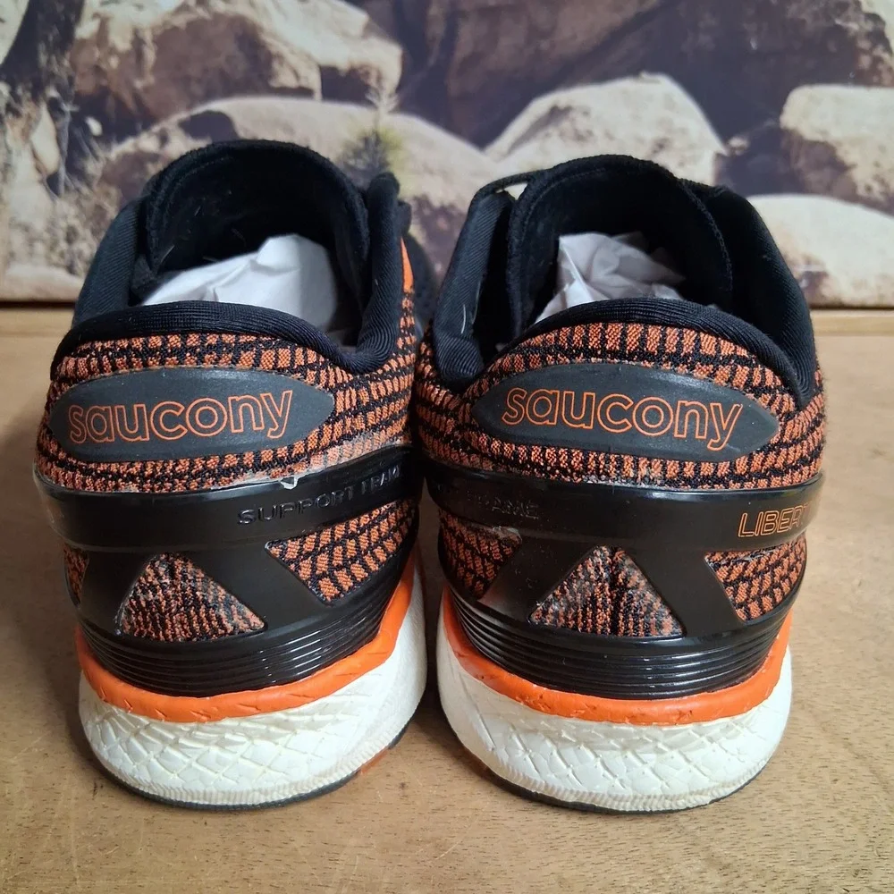 Saucony Liberty ISO Mens Running Shoes Black Orange EVERUN Stability Sz 8